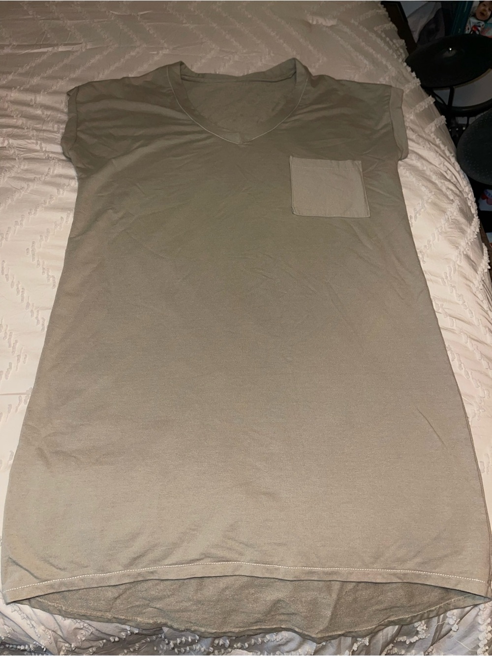 Women's Short-Sleeve Pocket Tee Dress in Olive
